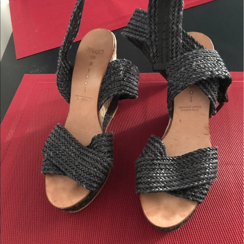 Women wedge leather espadrilles.
